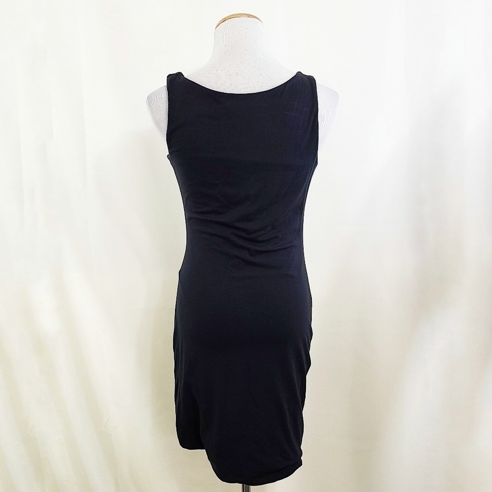 Theory draped black shirt dress pima jersey ruched size P - Picture 3 of 6